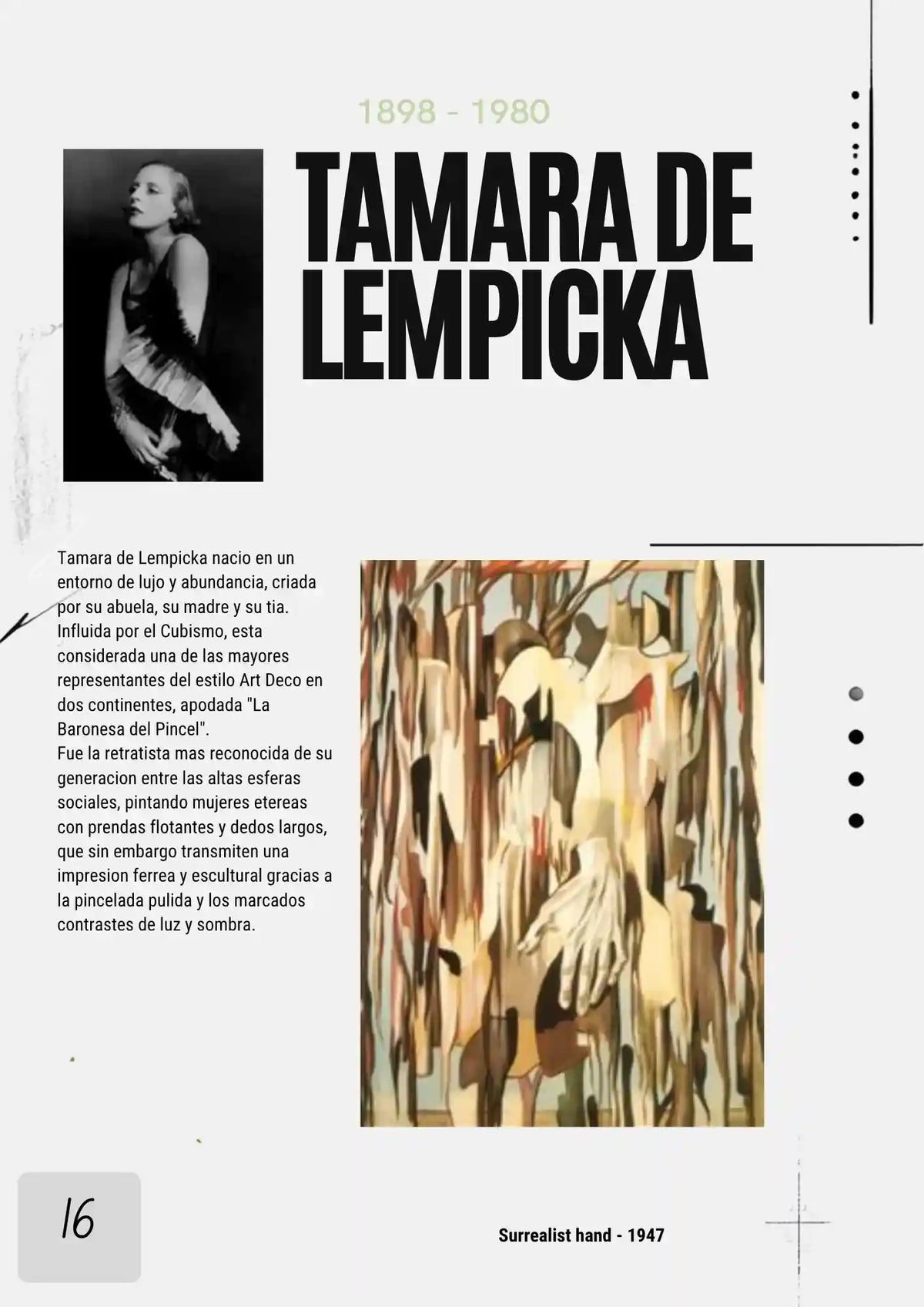 Obra original de Tamara de Lempicka, Surrealist hand de 1947, arte contemporáneo de ARTPRINT.