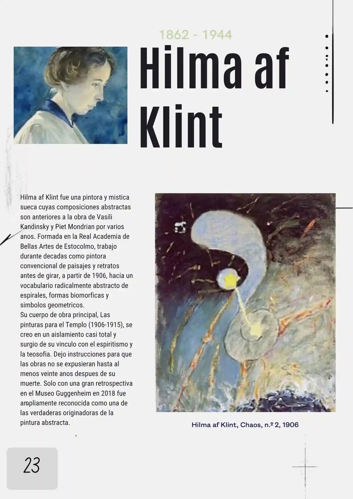 Obra original de Hilma af Klint, Chaos n.º 2, pintura abstracta con formas orgánicas.