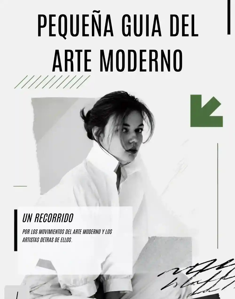 Portada de pequeña guía del arte moderno con retrato artístico en blanco y negro.
